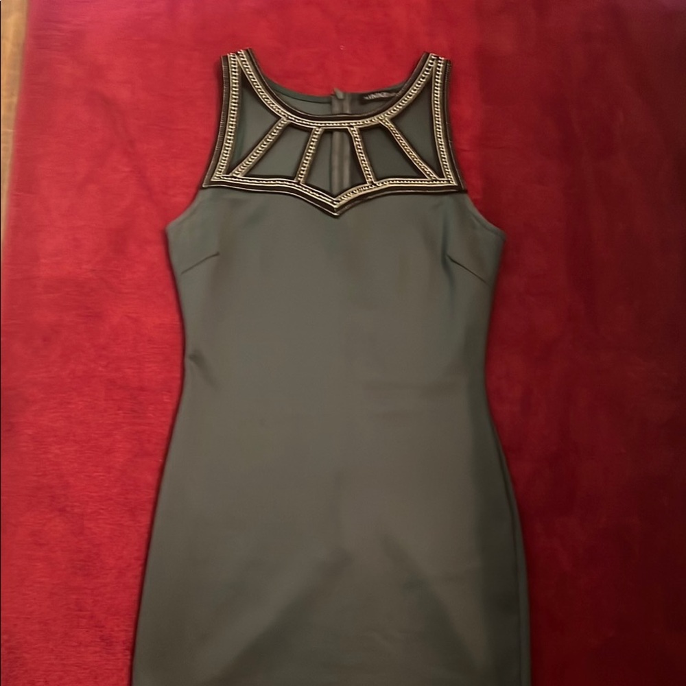 The Vintage Shop Black Mini Dress with Embellished Neckline